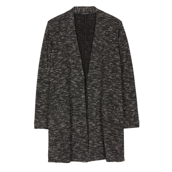 EILEEN FISHER | Tweedy Cotton Knit Open Front Cardigan Sweater, Size M - Picture 2 of 8
